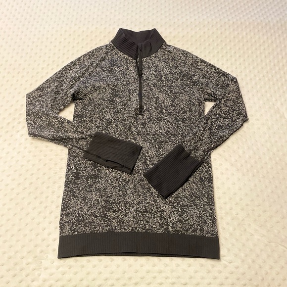 lululemon athletica Tops - Lululemon quarter zip black and grey long sleeve pullover 6.